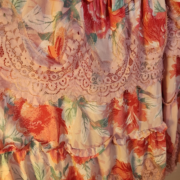 Flying Tomato Champagne & Strawberry floral off-the-shoulder tiered maxi dress - Picture 5 of 8